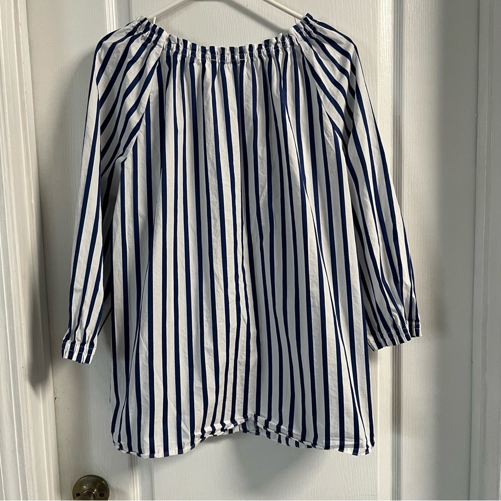 Sara Campbell Blue and White Striped Blouse - Picture 5 of 7